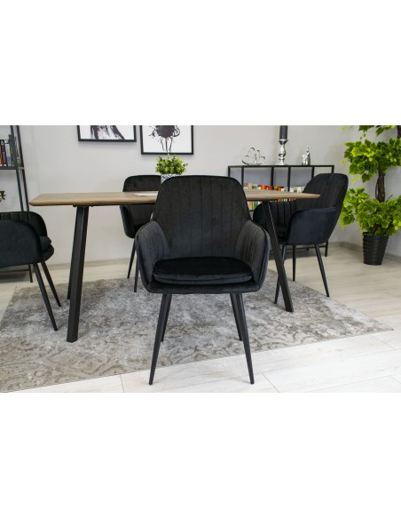 2 krzesła LUGO - welur czarny / nogi czarne