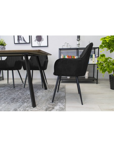2 krzesła LUGO - welur czarny / nogi czarne