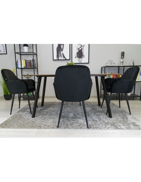 2 krzesła LUGO - welur czarny / nogi czarne