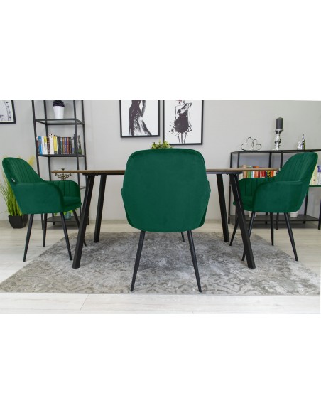 2 krzesła LUGO - welur zielony / nogi czarne