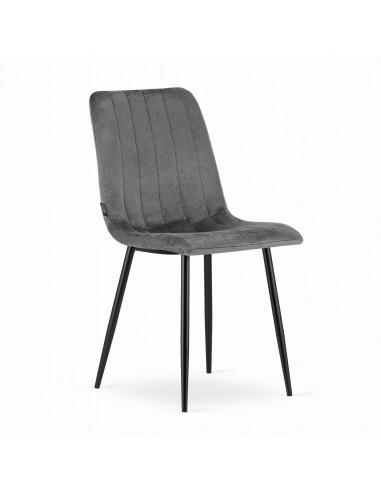 4 krzesła LAVA - ciemny szary welur