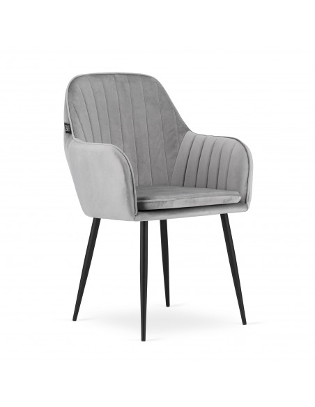 2 krzesła LUGO - welur srebrno-szary / nogi czarne