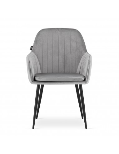 2 krzesła LUGO - welur srebrno-szary / nogi czarne
