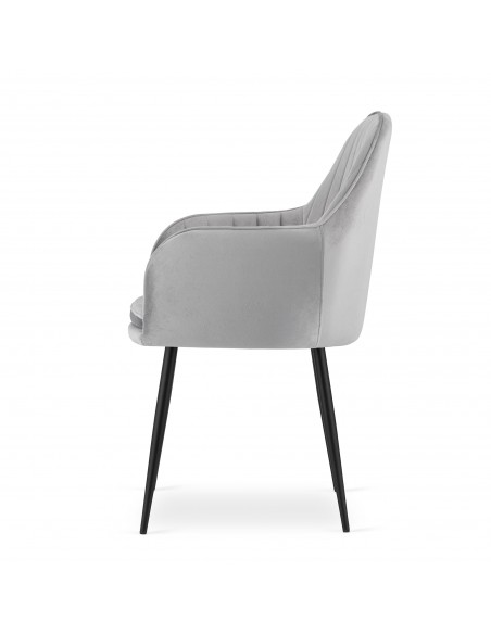 2 krzesła LUGO - welur srebrno-szary / nogi czarne