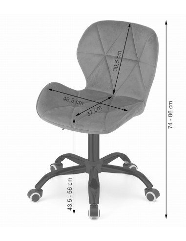 Krzesło obrotowe NOTO aksamit - ciemnoszare