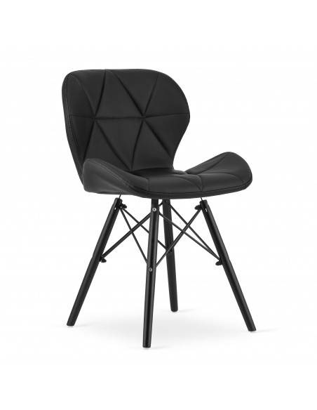 4 krzesła LAGO ekoskóra czarne / nogi czarne