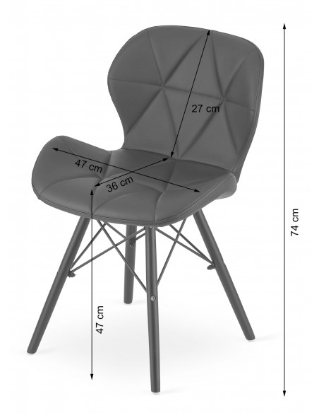 4 krzesła LAGO ekoskóra czarne / nogi czarne