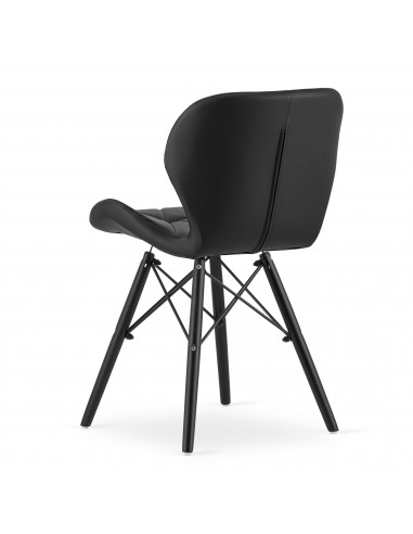 4 krzesła LAGO ekoskóra czarne / nogi czarne