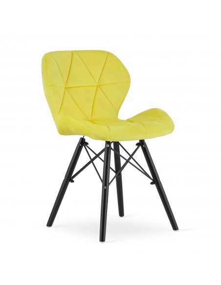 Krzesło LAGO Aksamit - żółte / nogi czarne