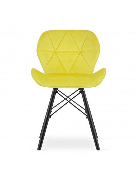 Krzesło LAGO Aksamit - żółte / nogi czarne