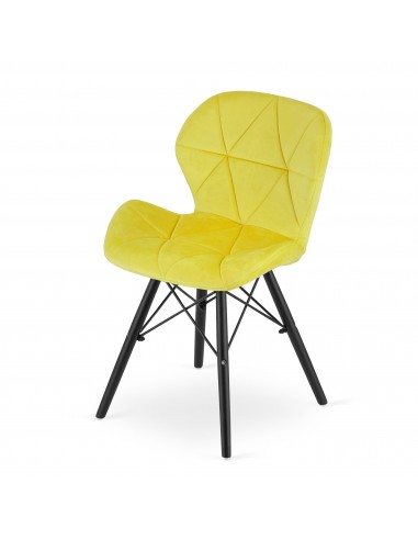 Krzesło LAGO Aksamit - żółte / nogi czarne