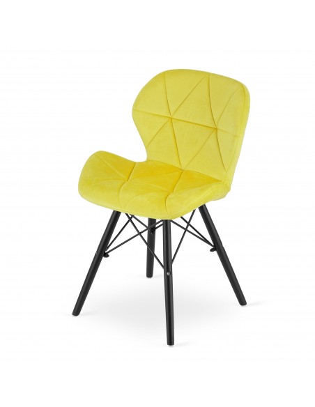 Krzesło LAGO Aksamit - żółte / nogi czarne