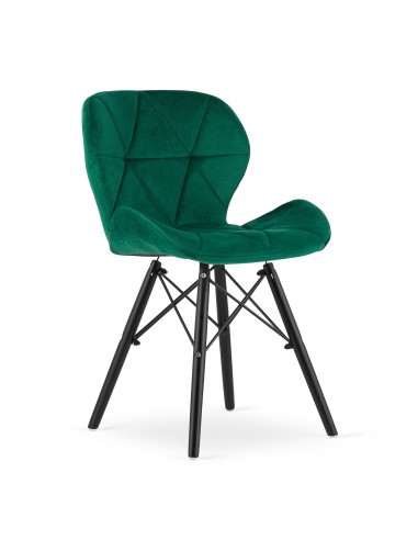 4 krzesła LAGO welur zielone / nogi czarne