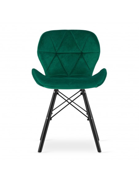 4 krzesła LAGO welur zielone / nogi czarne