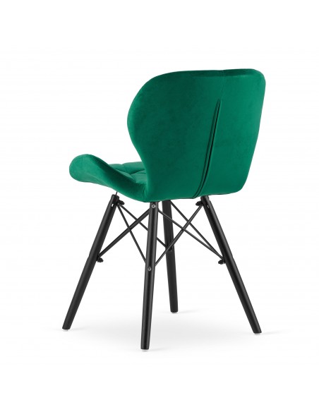 4 krzesła LAGO welur zielone / nogi czarne