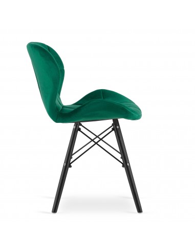 4 krzesła LAGO welur zielone / nogi czarne