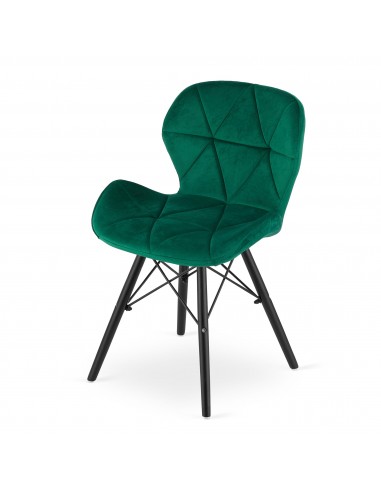 4 krzesła LAGO welur zielone / nogi czarne
