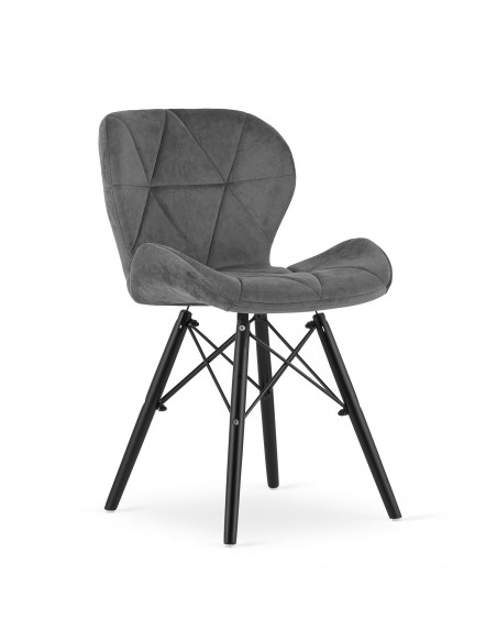 4 krzesła LAGO welur szare / nogi czarne