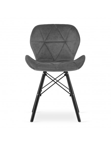 4 krzesła LAGO welur szare / nogi czarne