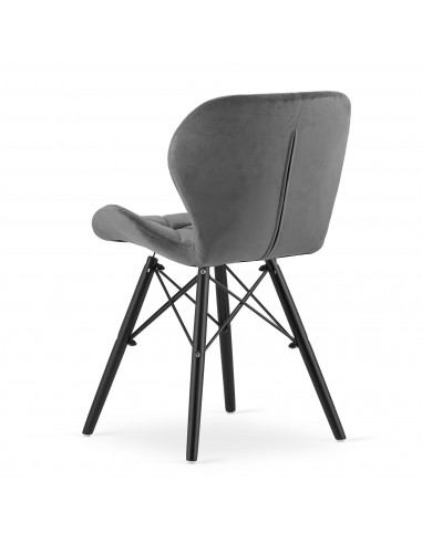 4 krzesła LAGO welur szare / nogi czarne