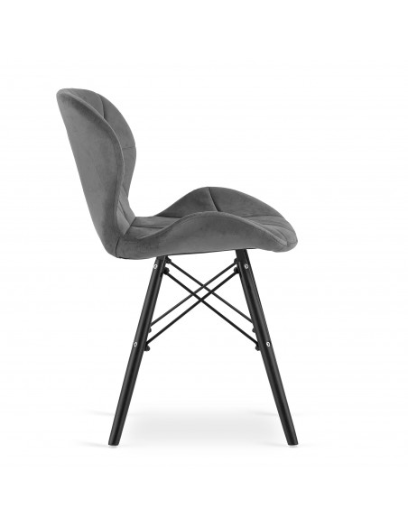 4 krzesła LAGO welur szare / nogi czarne