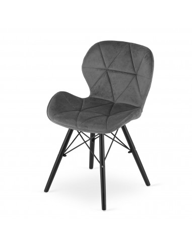 4 krzesła LAGO welur szare / nogi czarne