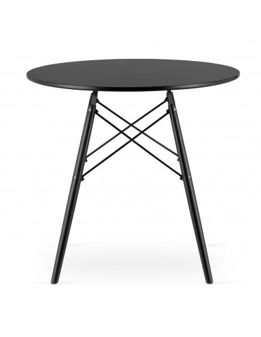 Stół TODI Okrągły 80cm - czarny / czarne nogi