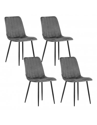 4 krzesła LAVA - ciemny szary welur