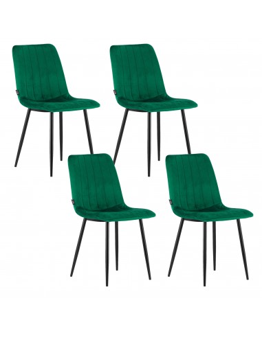 4 krzesła LAVA - ciemna zieleń welur