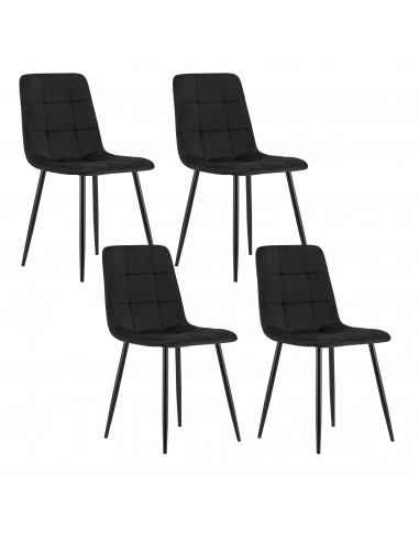 4 krzesła KARA - czarny welur