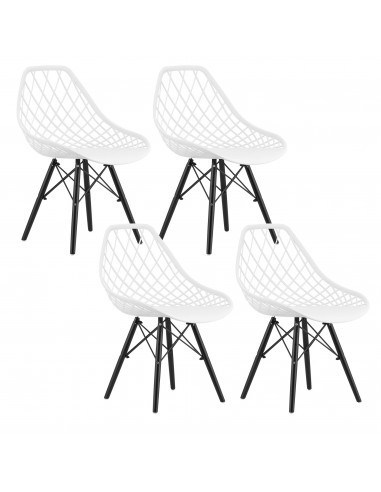 4 krzesła SAKAI - białe / nogi czarne