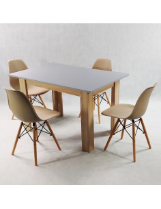 Zestaw stół Modern 120 GS i 4 krzesła Milano beżowe 2