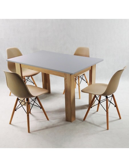 Zestaw stół Modern 120 GS i 4 krzesła Milano beżowe