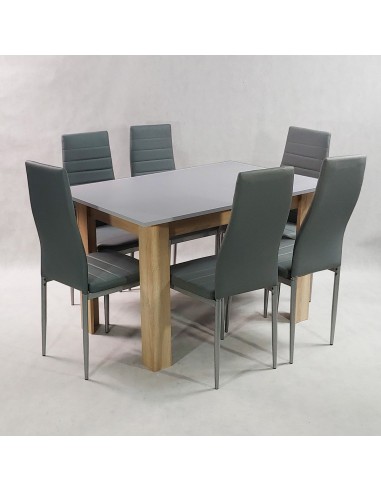 Zestaw stół Modern 120 GS i 6 szarych krzeseł...