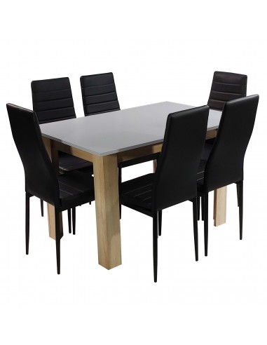 Zestaw stół Modern 120 GS i 6 czarnych krzeseł Nicea