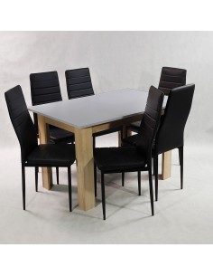 Zestaw stół Modern 120 GS i 6 czarnych krzeseł Nicea 2