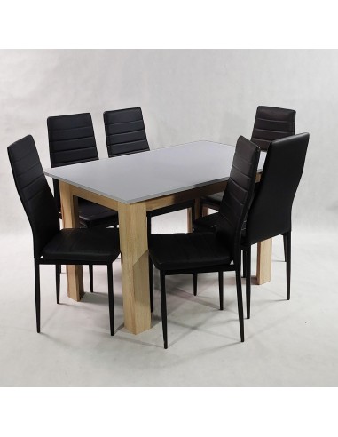 Zestaw stół Modern 120 GS i 6 czarnych krzeseł...