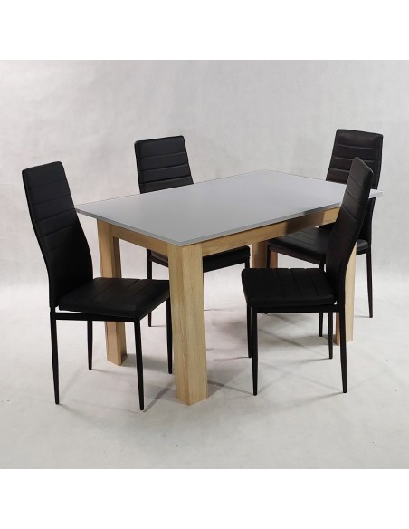 Zestaw stół Modern 120 GS i 4 czarne krzesła Nicea