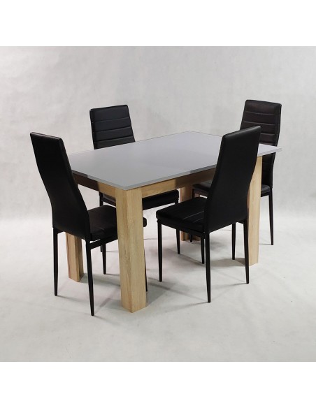 Zestaw stół Modern 120 GS i 4 czarne krzesła Nicea