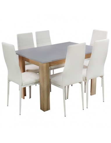 Zestaw stół Modern 120 GS i 6 białych krzeseł Nicea