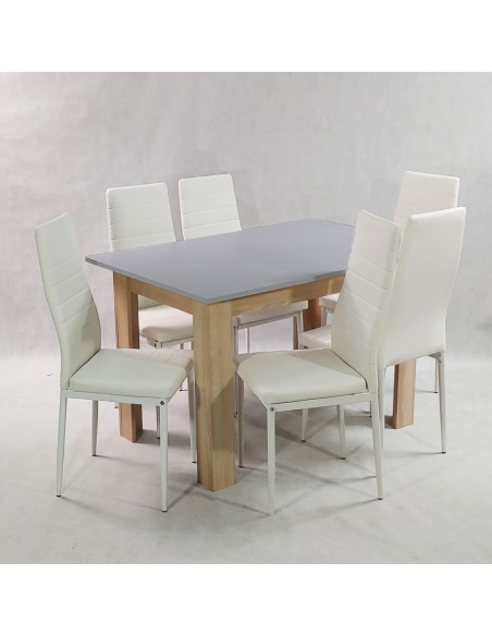 Zestaw stół Modern 120 GS i 6 białych krzeseł Nicea
