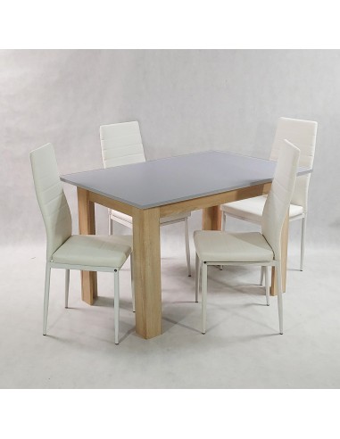 Zestaw stół Modern 120 GS i 4 białe krzesła Nicea