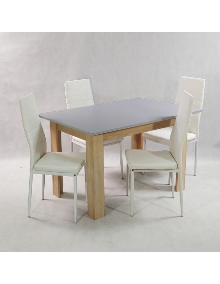 Zestaw stół Modern 120 GS i 4 białe krzesła Nicea
