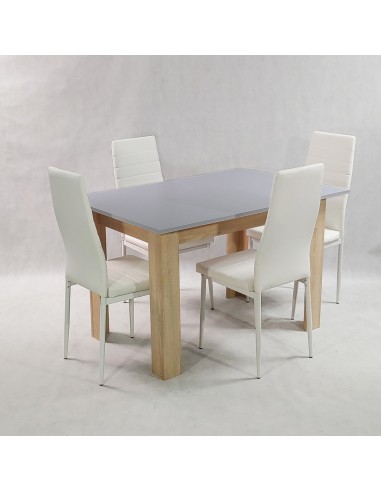 Zestaw stół Modern 120 GS i 4 białe krzesła Nicea