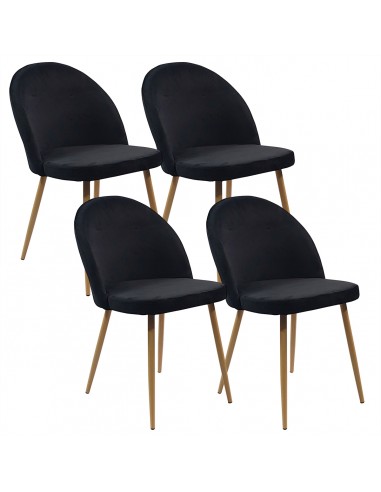 4 krzesła DENWER VELVET czarne - welur