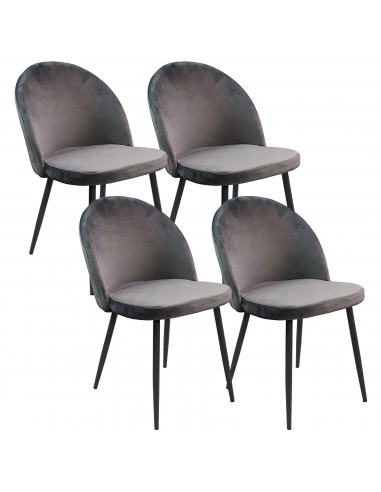 4 krzesła DENWER VELVET szare, nogi czarne