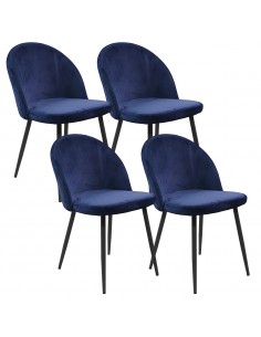 4 krzesła DENWER VELVET granatowe, nogi czarne