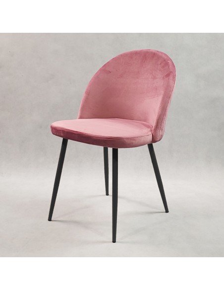 4 krzesła DENWER VELVET różowe, nogi czarne