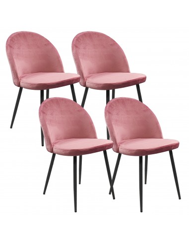 4 krzesła DENWER VELVET różowe, nogi czarne