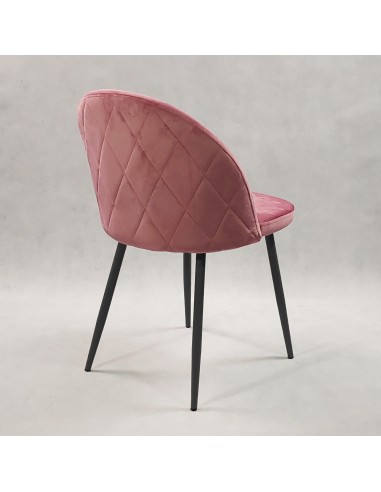 4 krzesła DENWER VELVET różowe, nogi czarne